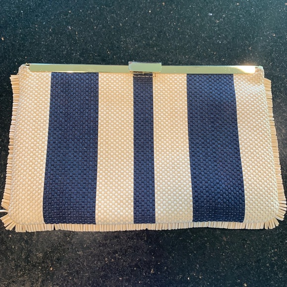 J Crew Blue Woven Striped Clutch - Picture 2 of 4